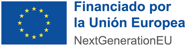 Logotipo de la Unión Europea que indica financiamiento a través del programa NextGenerationEU, con estrellas amarillas sobre fondo azul.